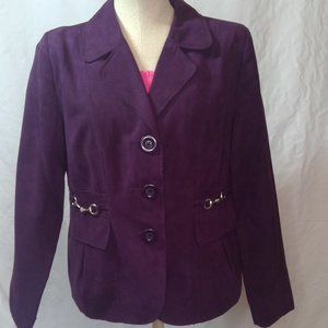 Purple Studio Works Faux Suede Blazer Jacket with Silver Buckles